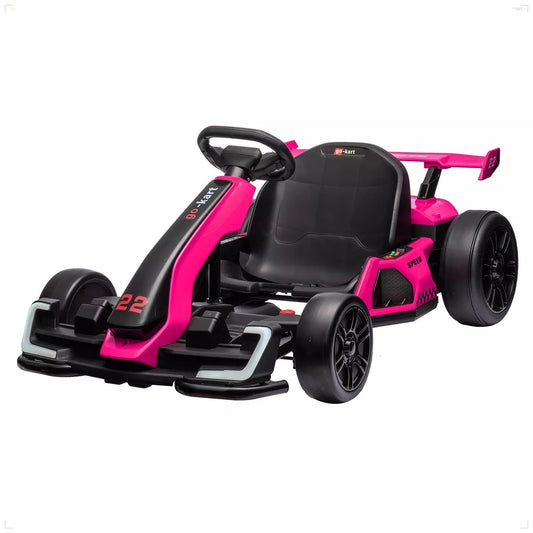 Kids' 24V Electric Go Kart - 2x150W Motors, 8mph, 110lbs Capacity