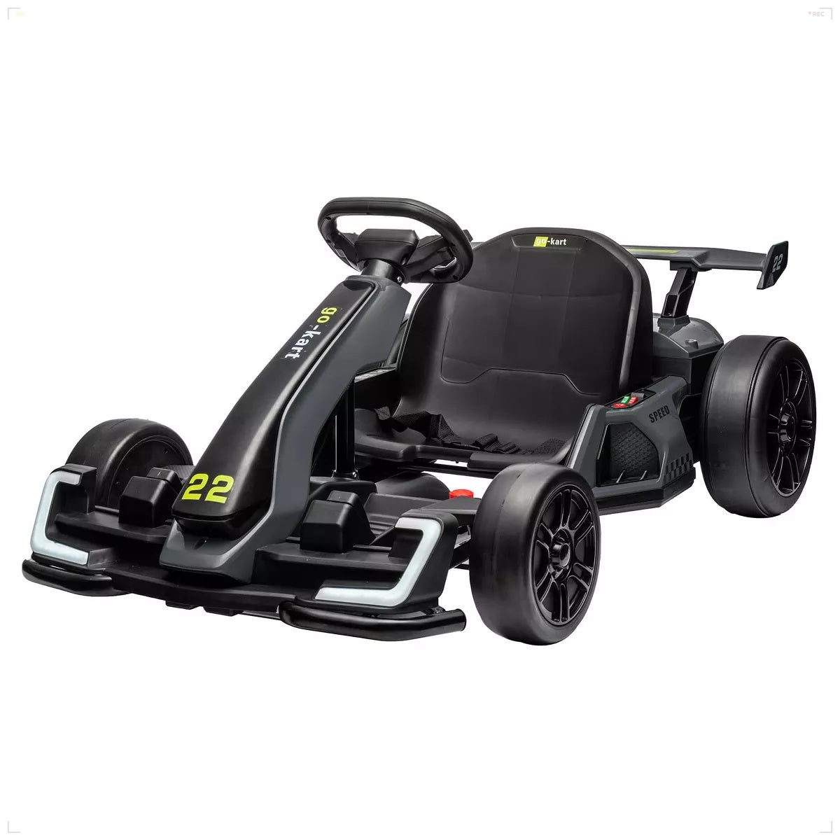 Kids' 24V Electric Go Kart - 2x150W Motors, 8mph, 110lbs Capacity