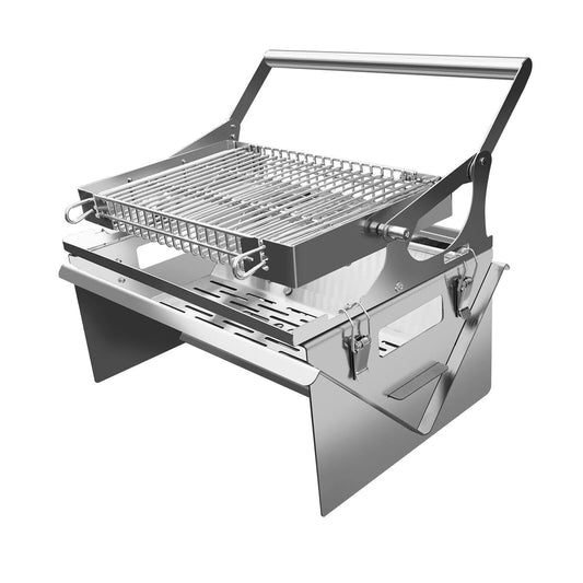 Portable Stainless Steel Outdoor, BBQ Grill 360° Rotating Charcoal Grill
