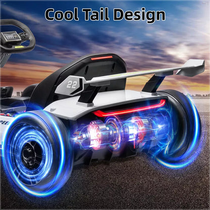 Kids' 24V Electric Go Kart - 2x150W Motors, 8mph, 110lbs Capacity