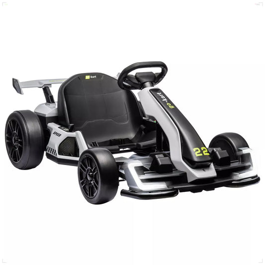 Kids' 24V Electric Go Kart - 2x150W Motors, 8mph, 110lbs Capacity