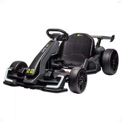 Kids' 24V Electric Go Kart - 2x150W Motors, 8mph, 110lbs Capacity