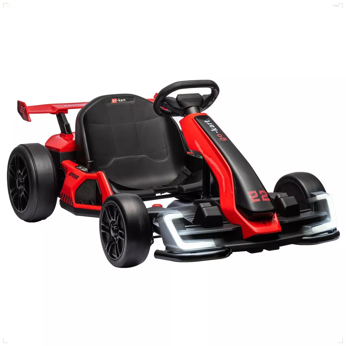Kids' 24V Electric Go Kart - 2x150W Motors, 8mph, 110lbs Capacity