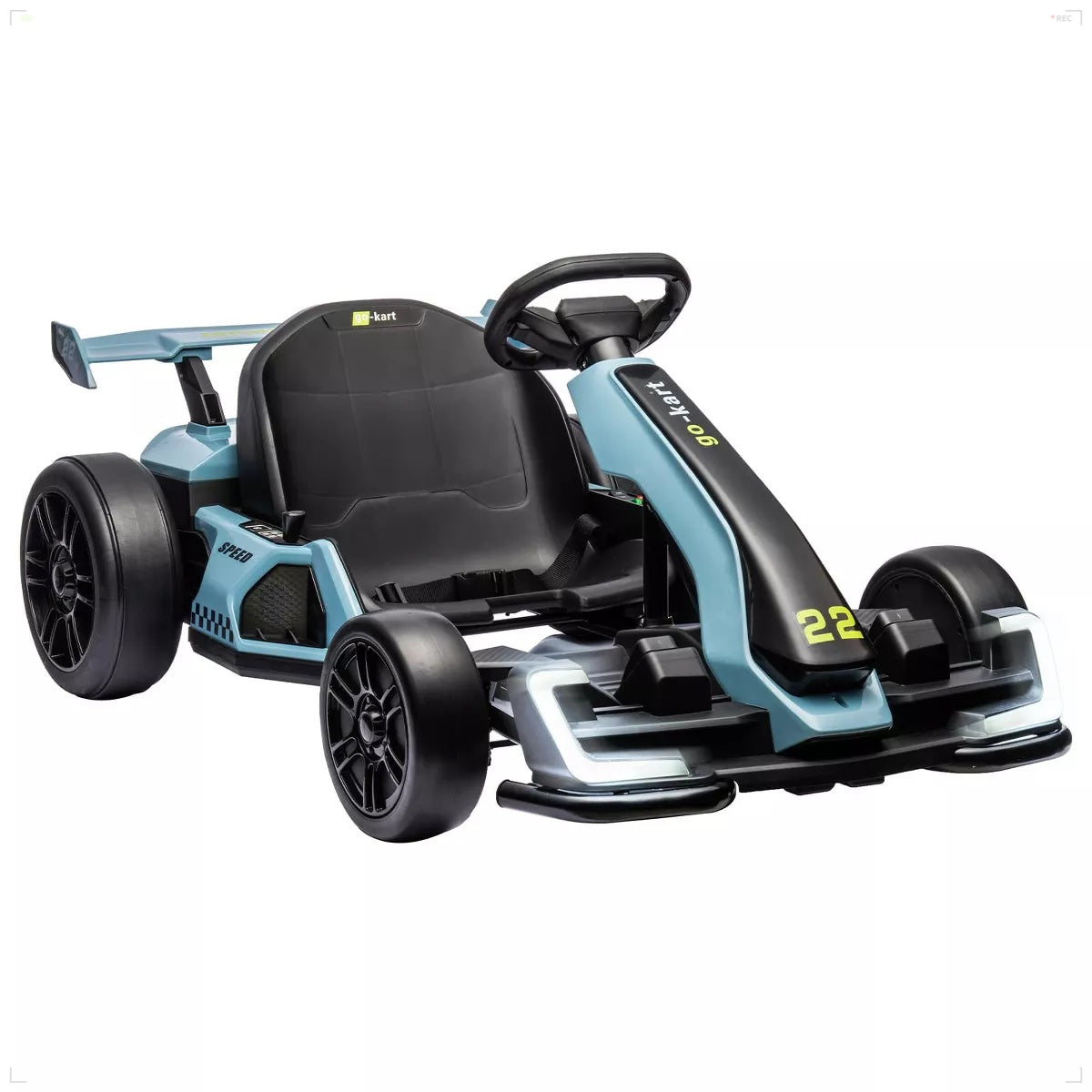 Kids' 24V Electric Go Kart - 2x150W Motors, 8mph, 110lbs Capacity