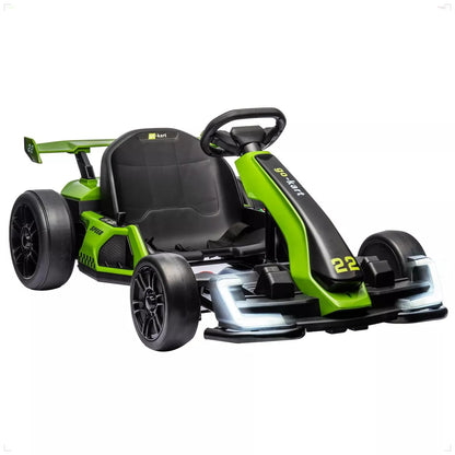 Kids' 24V Electric Go Kart - 2x150W Motors, 8mph, 110lbs Capacity